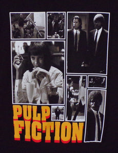 new pulp fiction picture collage mens silkscreen t-shirt available from small-3xl women unisex movies men apparel adult shirts tops