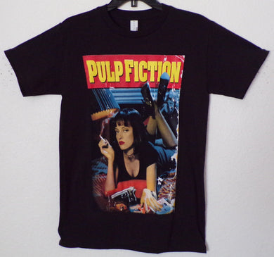new pulp fiction movie cover mens silkscreen t-shirt available from small-3xl women unisex movie men apparel adult shirts tops