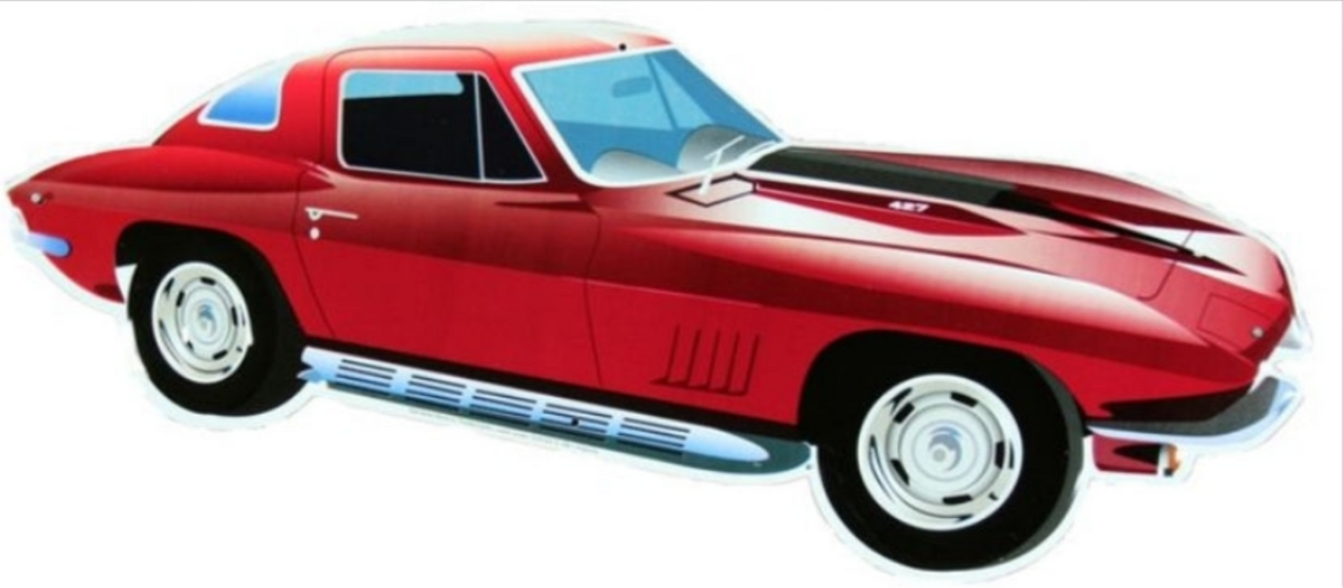 1967 Chevrolet Corvette embossed aluminum sign featuring a classic side profile design, 24 inch by 8 inch size.