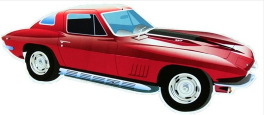1967 Chevrolet Corvette embossed aluminum sign featuring a classic side profile design, 24 inch by 8 inch size.