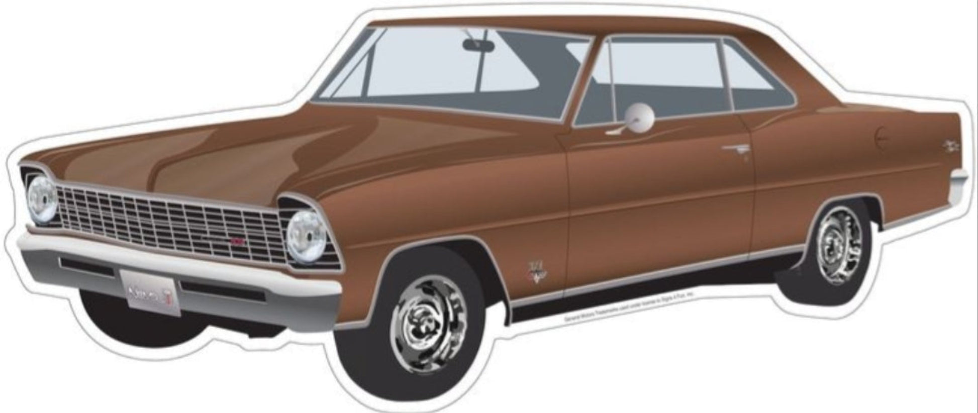 1967 Chevrolet Nova embossed aluminum sign featuring a classic side profile design, 24 inch by 10 inch size.