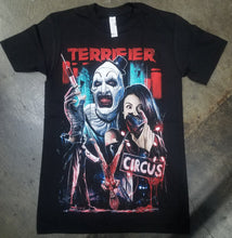 Load image into Gallery viewer, New &quot;Terrifier Circus Art The Clown&quot; Unisex Silkscreen T-Shirt. Available From Small-3XL.
