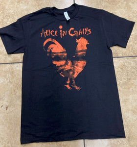 New "Alice In Chains Rooster" Unisex Silkscreen T-Shirt. Available From Small-2XL.