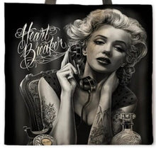 Load image into Gallery viewer, New &quot;Marilyn Monroe Heart Breaker&quot; Canvas Tote Bags. Image Is Printed On Both Sides.

