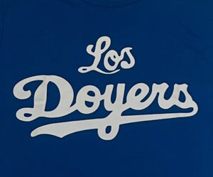 new royal blue los doyers youth silkscreen t-shirt available from XS-XL youth unisex mexican style kids girl boy dodgers sports baseball apparel shirts tops