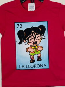 New "La Llorona" Girls Youth Silkscreen Novelty T-Shirt. Available In XS-XL Youth.