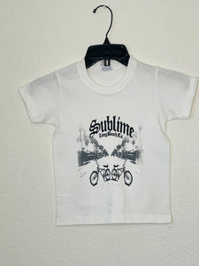 New "Sublime With Low Rider Bikes" Youth Silkscreen Band T-Shirt. Available In XS-XL Youth.