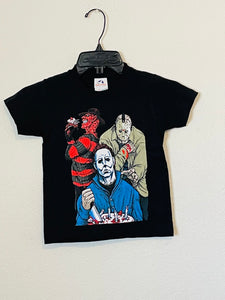 New "Michael Myers, Freddy Krueger & Jason Voorhees" Youth Silkscreen Horror T-Shirt. Available In XS-XL Youth.