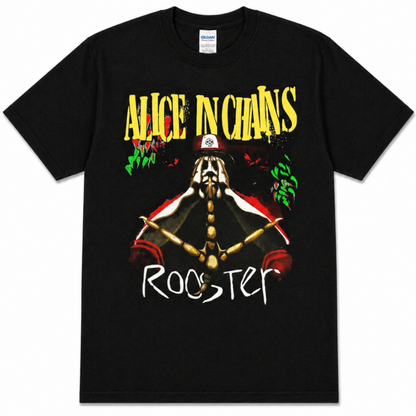 Alice in Chains Rooster skeleton graphic T-shirt with grunge band design unisex sizes S–3XL