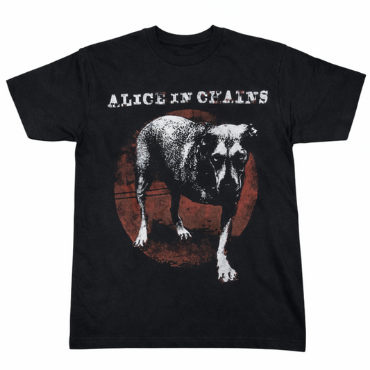 Alice in Chains Tripod dog graphic T-shirt featuring three-legged dog grunge band design unisex sizes S–3XL