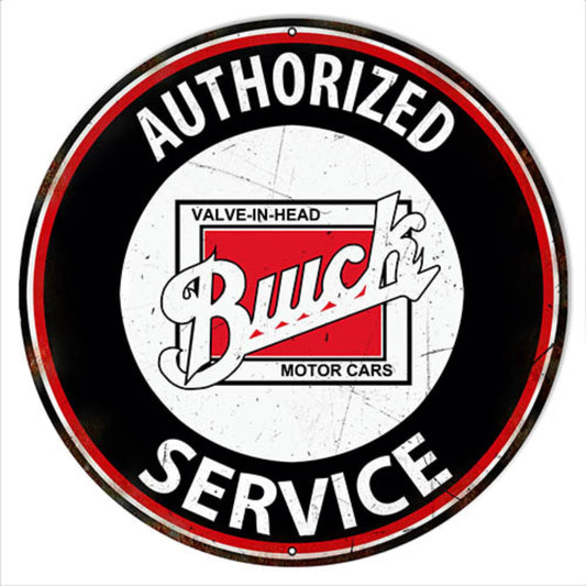 Vintage "Authorized Buick Service" Distressed Metal Sign – Classic Garage Wall Art