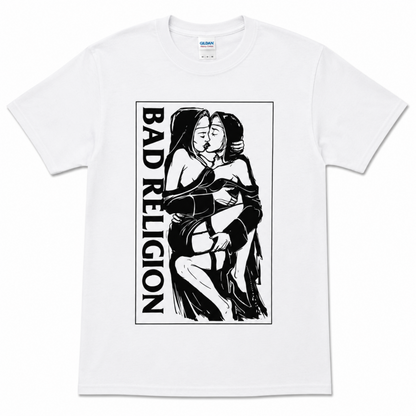 Bad Religion Nuns Kissing punk graphic T-shirt with black and white band artwork unisex sizes S–2XL