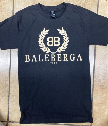 Black Baleberga t-shirt featuring BB crest and laurel design – Unisex Silkscreen