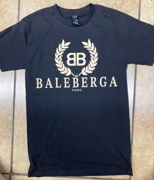 Black Baleberga t-shirt featuring BB crest and laurel design – Unisex Silkscreen