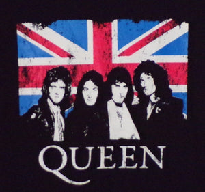 new queen british flag mens silkscreen t-shirt image is in the front available in small-3xl women unisex movie men apparel adult music classic rock shirts tops