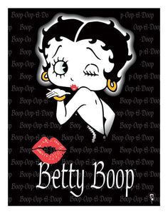 New "Betty Boop Blowing A Kiss" Mom Cave Metal Sign. 12.5"W x 16"H.