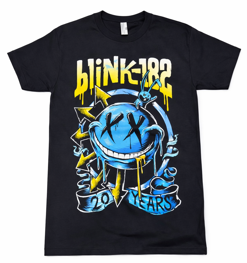 Blink-182 20 Years smiley logo pop punk band t-shirt unisex black S-3XL