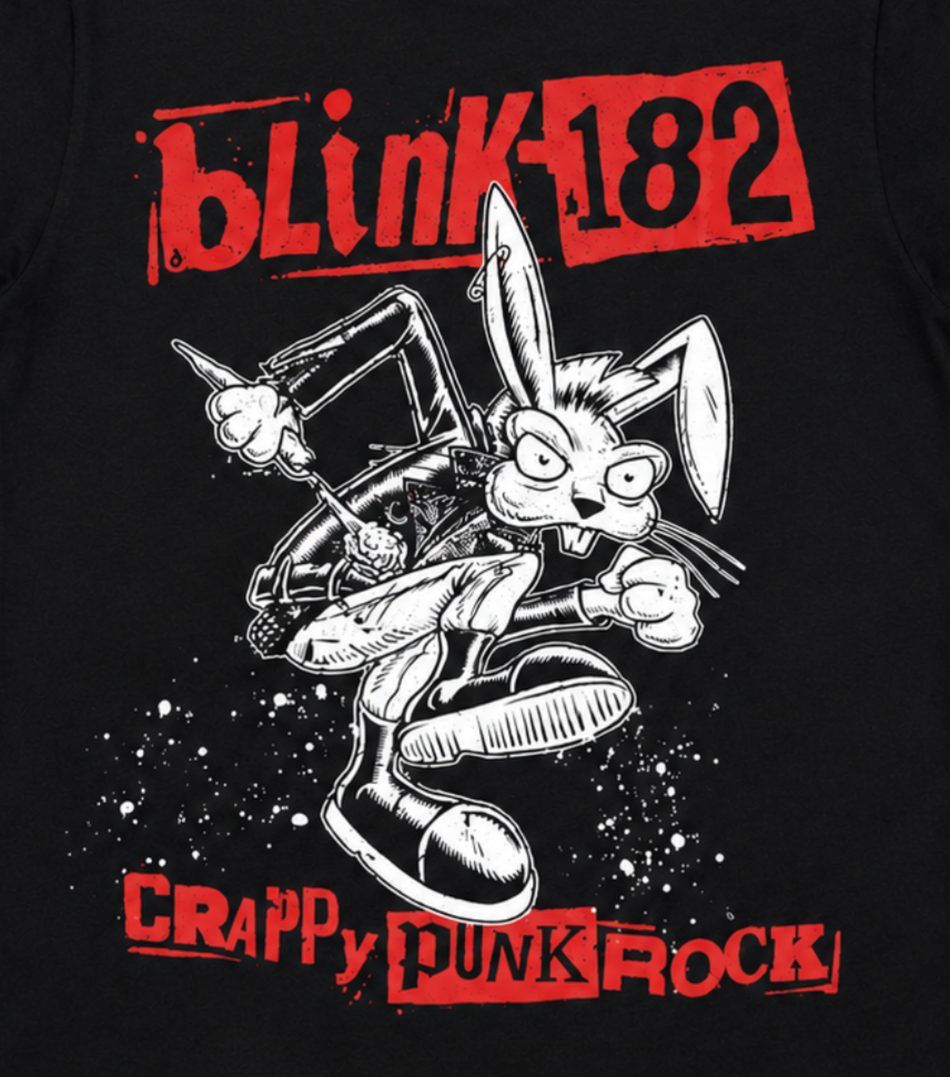 Blink-182 Crappy Punk Rock graphic T-shirt with red logo and raw sketch-style artwork unisex sizes S–2XL