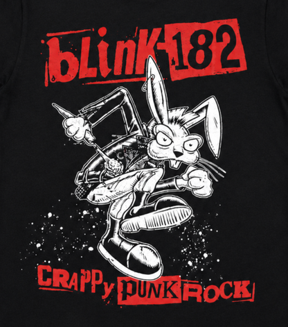 Blink-182 Crappy Punk Rock graphic T-shirt with red logo and raw sketch-style artwork unisex sizes S–2XL