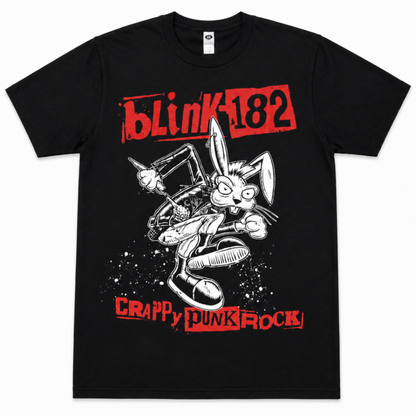 Blink-182 Crappy Punk Rock graphic T-shirt with red logo and raw sketch-style artwork unisex sizes S–2XL