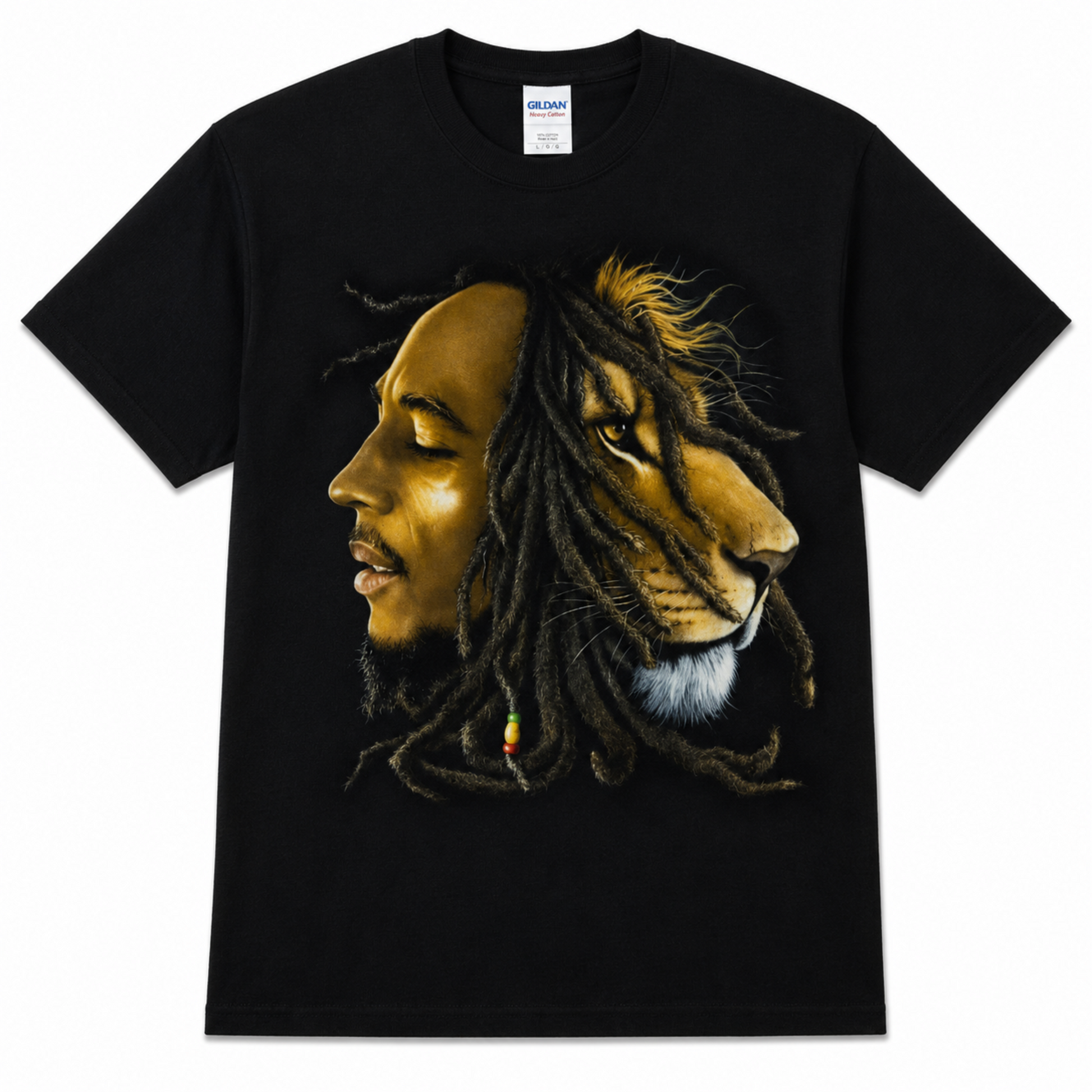Bob Marley lion portrait graphic T-shirt reggae design unisex sizes S–3XL