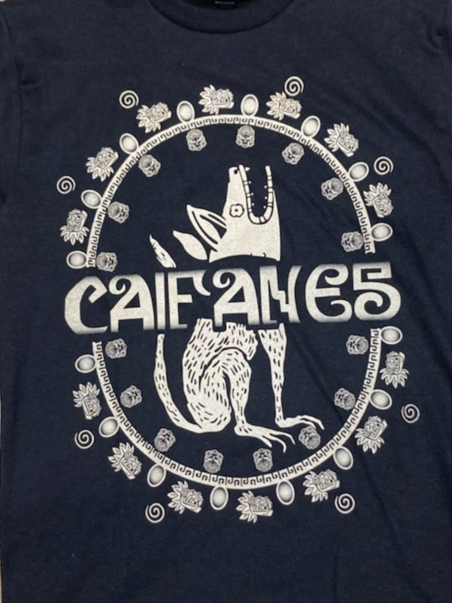 Black Caifanes t-shirt featuring Aztec-inspired band logo – Unisex Silkscreen