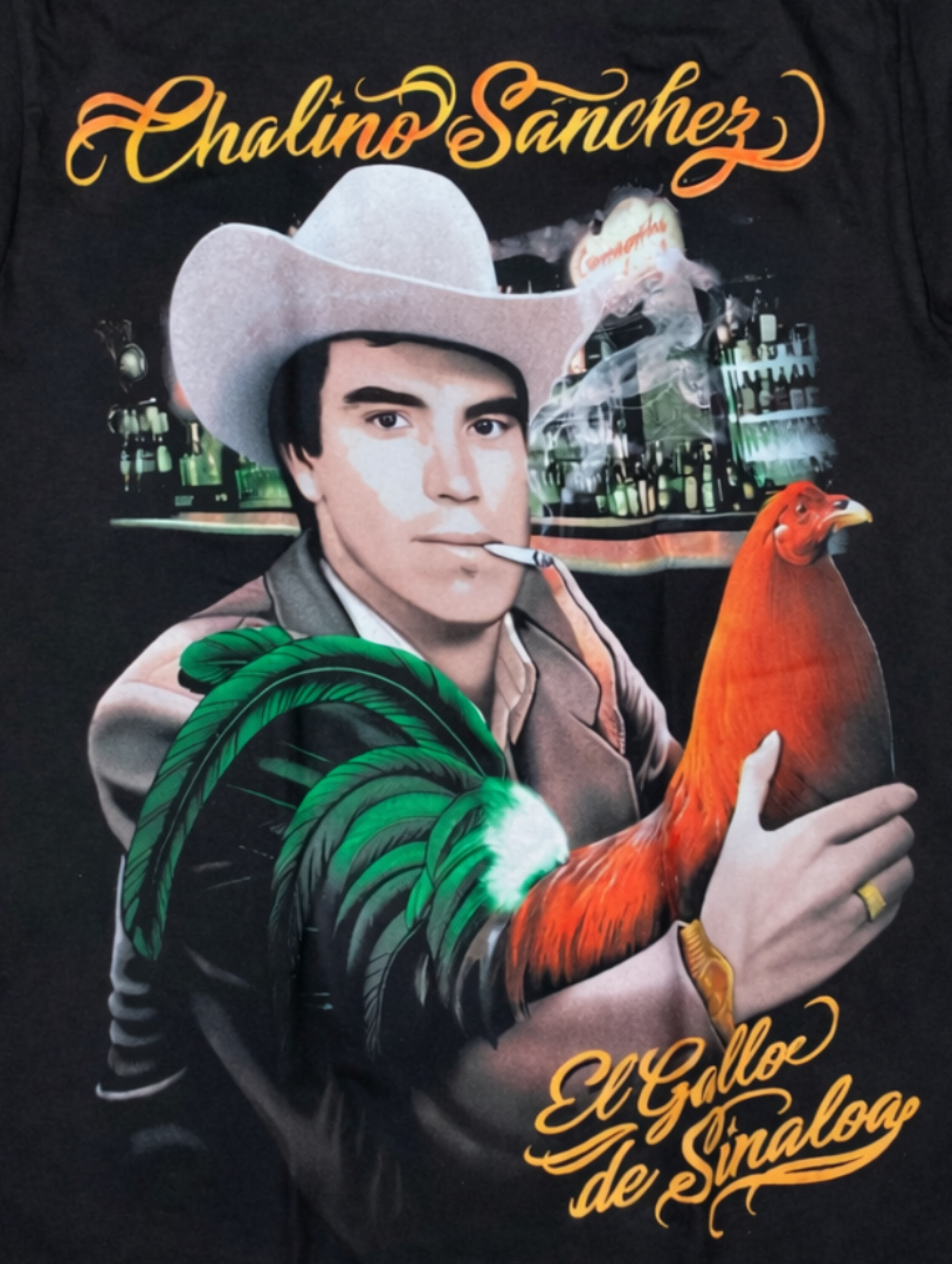Chalino Sanchez El Gallo de Sinaloa graphic t-shirt black unisex corrido regional mexican tee sizes S-2XL