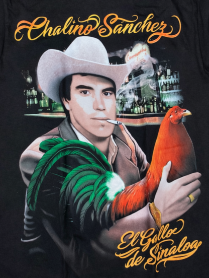 Chalino Sanchez El Gallo de Sinaloa graphic t-shirt black unisex corrido regional mexican tee sizes S-2XL