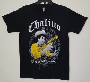 "Chalino Sanchez - El Rey Del Corrido" unisex silkscreen t-shirt featuring a bold graphic of Chalino Sanchez, available in sizes Small-2XL.