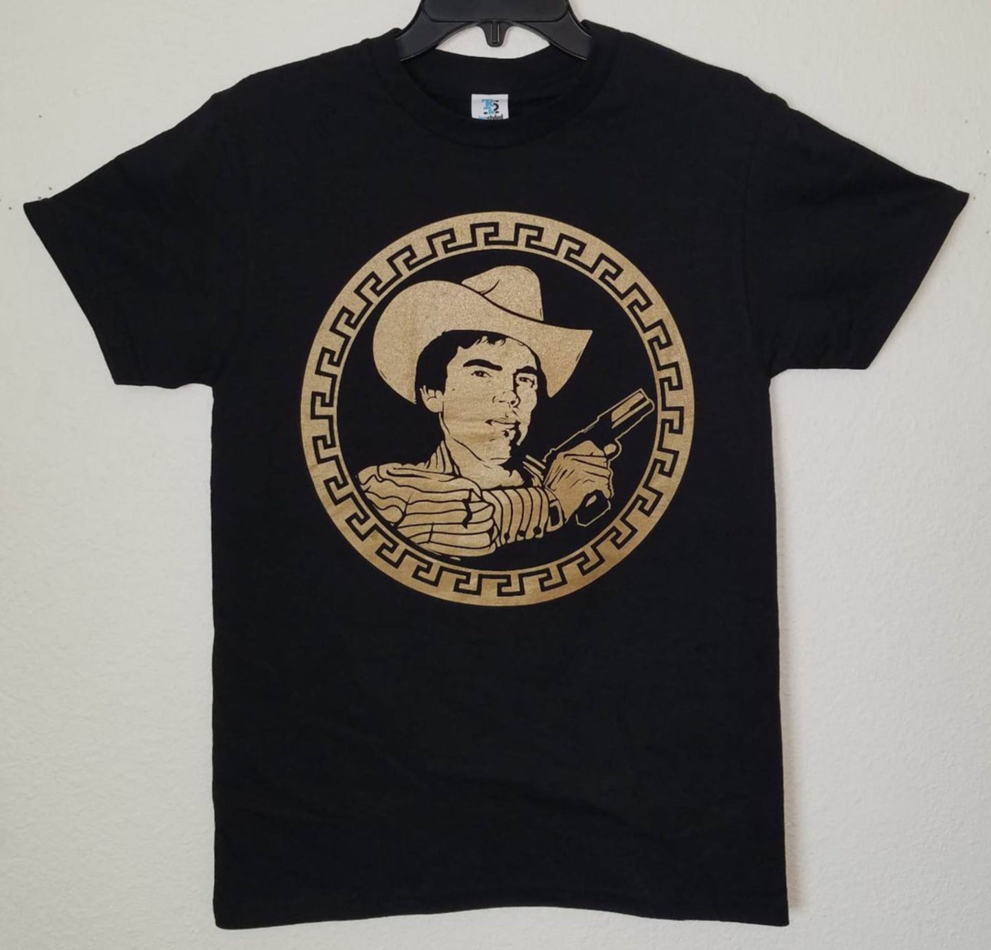 Chalino Sanchez gold portrait graphic t-shirt black unisex corrido regional mexican music tee sizes S-3XL