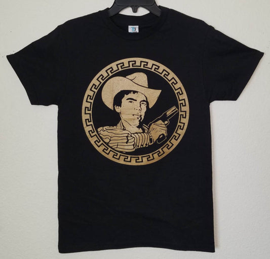 Chalino Sanchez gold portrait graphic t-shirt black unisex corrido regional mexican music tee sizes S-3XL
