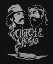 Load image into Gallery viewer, Cheech &amp; Chong - Smoking Joint Unisex T-shirt featuring the comedy duo in a classic stoner pose, with vibrant colors and bold details capturing their playful and iconic style.
