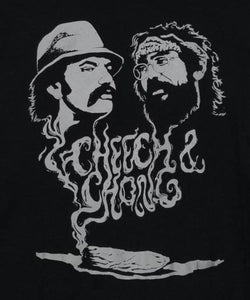 Cheech & Chong - Smoking Joint Unisex T-shirt featuring the comedy duo in a classic stoner pose, with vibrant colors and bold details capturing their playful and iconic style.