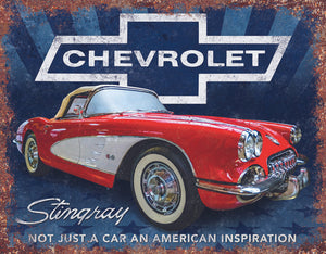New "Chevrolet Stingray" Muscle Car Wall Decor Metal Sign. 16"W x 12.5"H.