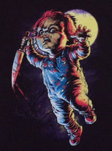 Load image into Gallery viewer, ’Chucky Jumping With Knife’ Adult Silkscreen T-Shirt. Available From Small-3XL. - Unisex Short Sleeve Shirt
