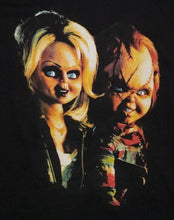 Load image into Gallery viewer, chucky tiffany adult-silkscreen t-shirt available from small-3xl unisex shirts tops movies horror adult apparel
