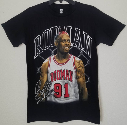 dennis rodman chicago bulls unisex silkscreen t-shirt available from small-3xl sports basketball apparel adult shirts tops
