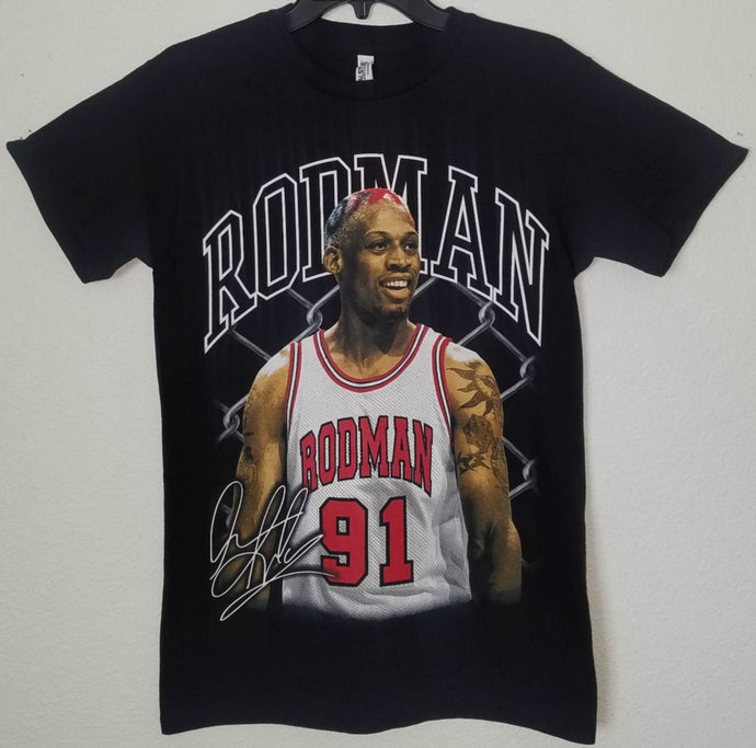 dennis rodman chicago bulls unisex silkscreen t-shirt available from small-3xl sports basketball apparel adult shirts tops