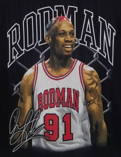 dennis rodman chicago bulls unisex silkscreen t-shirt available from small-3xl sports basketball apparel adult shirts tops