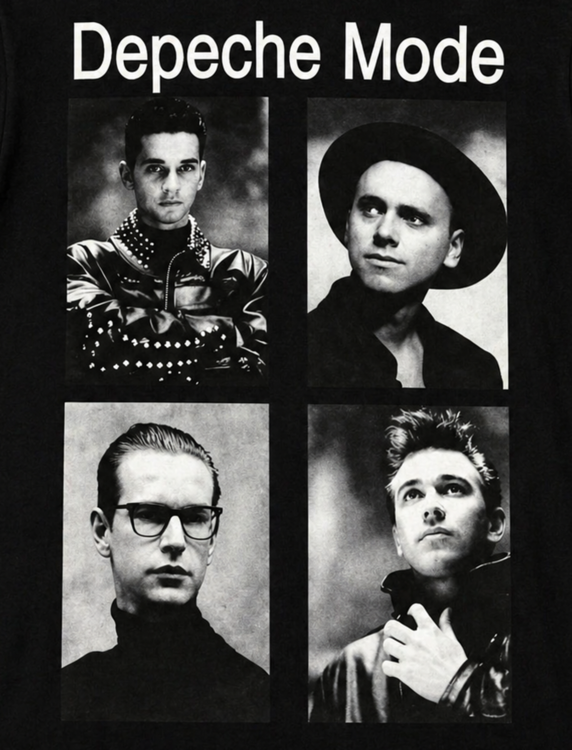 Depeche Mode 101 black and white photo grid band T-shirt with Dave Martin Alan Andy on black shirt unisex sizes S–3XL
