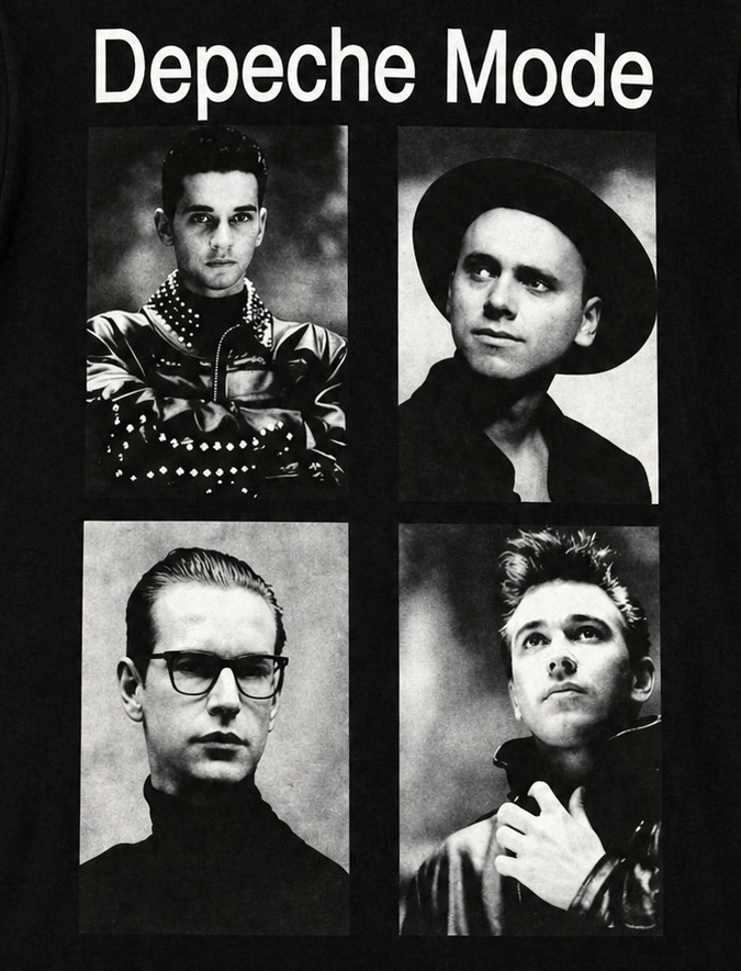 Depeche Mode 4 square portrait graphic T-shirt black and white band design unisex sizes S–3XL