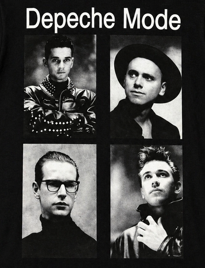 Depeche Mode 4 square portrait graphic T-shirt black and white band design unisex sizes S–3XL