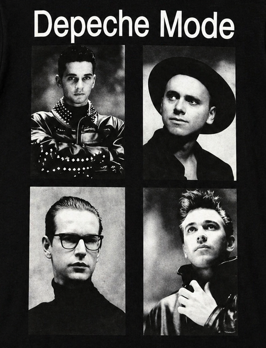 Depeche Mode 4 square portrait graphic T-shirt black and white band design unisex sizes S–3XL