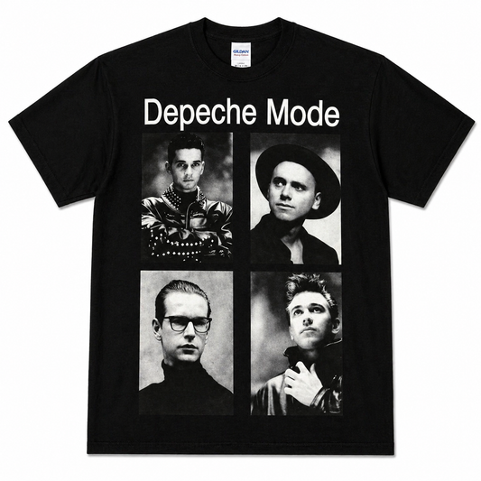 Depeche Mode 4 square portrait graphic T-shirt black and white band design unisex sizes S–3XL