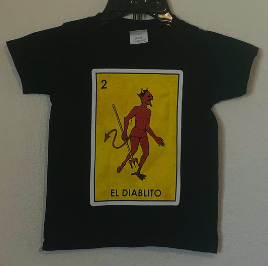 The "El Diablito (Skinny)" Boys Youth Silkscreen Novelty T-Shirt features a bold, playful graphic of El Diablito. Available in sizes XS-XL youth from JB Accessories05                
