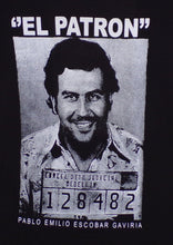Load image into Gallery viewer, El Patron – Pablo Escobar Mugshot T-Shirt, Unisex Silkscreen, Available in Small-2XL
