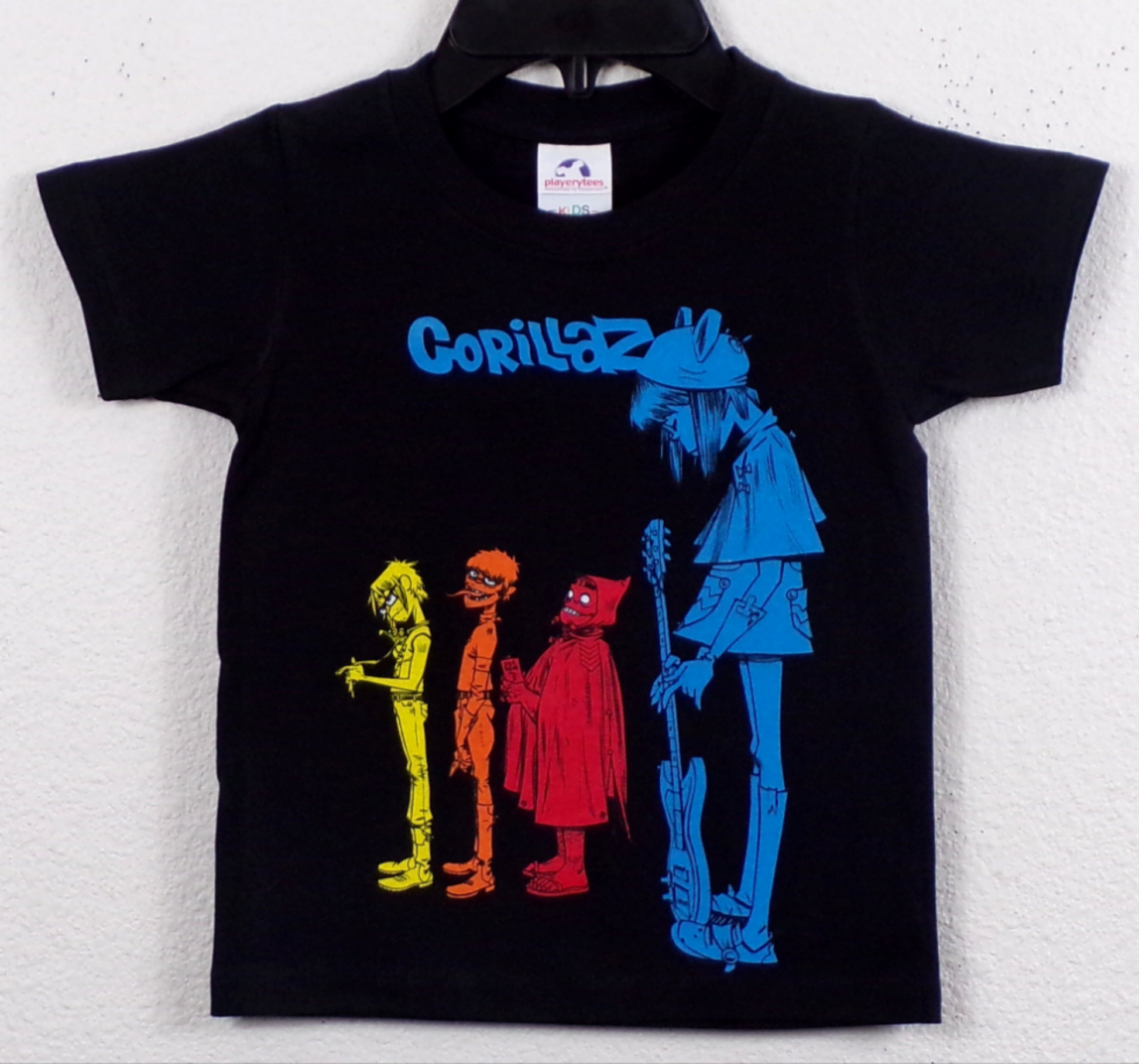 Gorillaz Blue Script Youth Unisex Band Silkscreen T-Shirt in XS-XL

