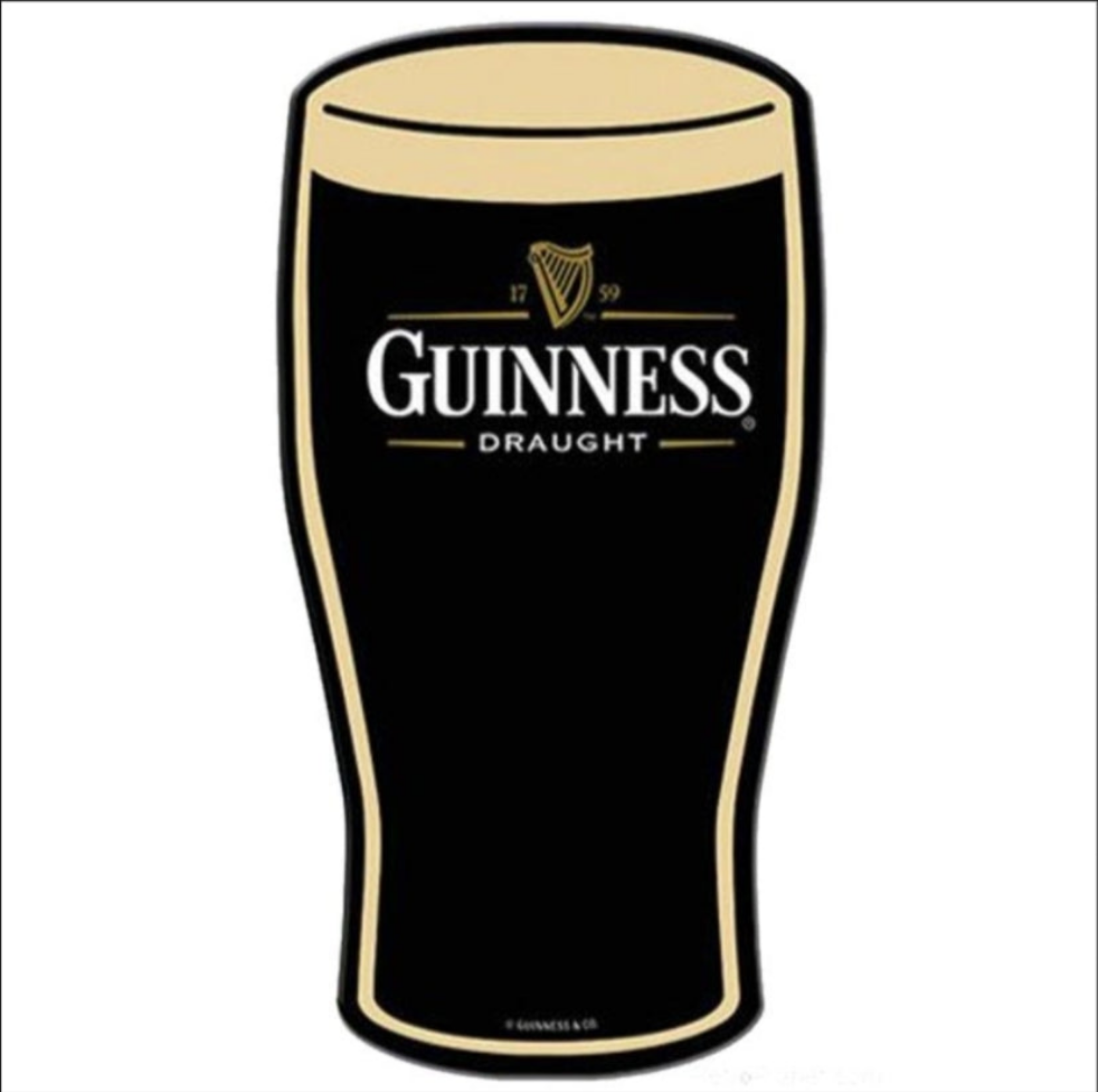 Guinness Pint Glass Embossed Aluminum Sign - 18