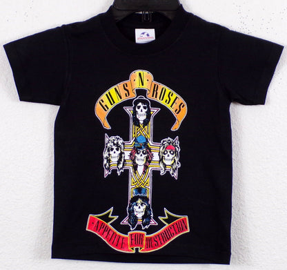 "Youth-sized Guns N' Roses 'Appetite for Destruction' graphic T-shirt featuring iconic album artwork. Available in sizes XS-XL youth from JB Accessories05                                                     