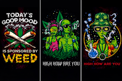 High How Are You 3D lenticular poster featuring psychedelic alien and humor cannabis designs, 16 inch by 12 inch novelty wall art